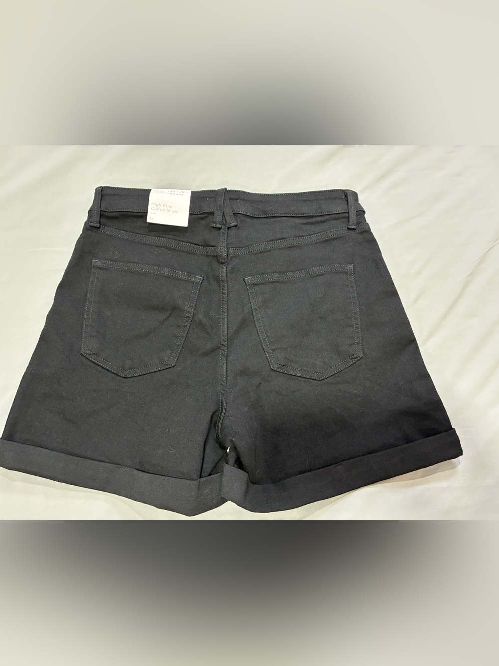 LC Lauren Conrad High Rise Cuffed Shorts Black Denim Stretch Women’s 12 NEW